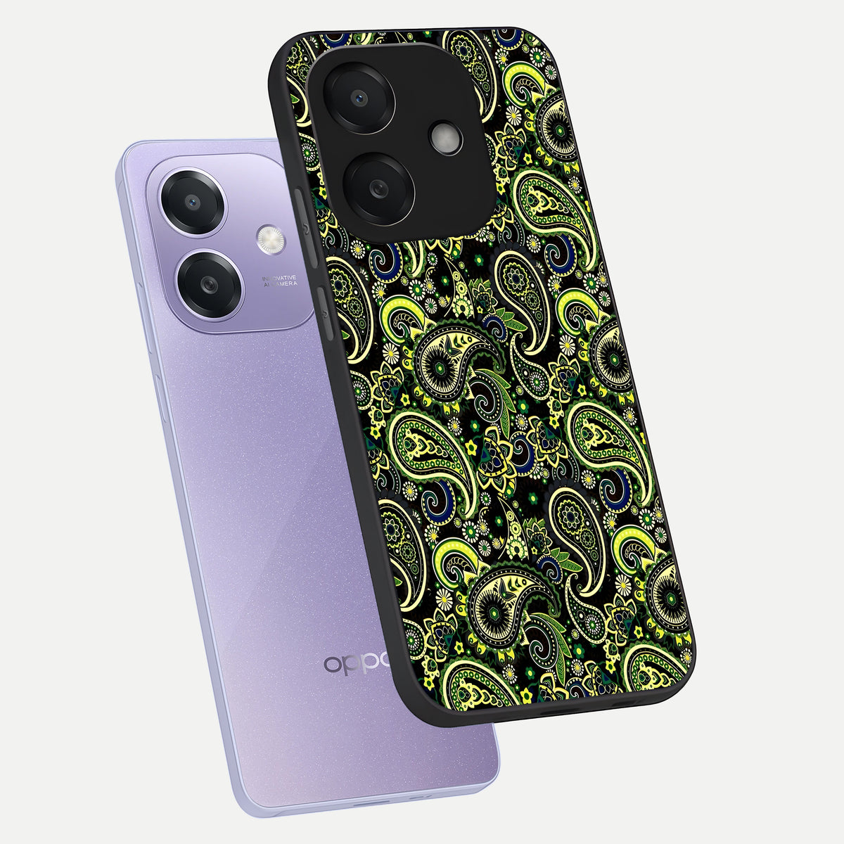  Green Lemon phone case For Oppo A3x 5G showing premium glass back cover with detailed artwork