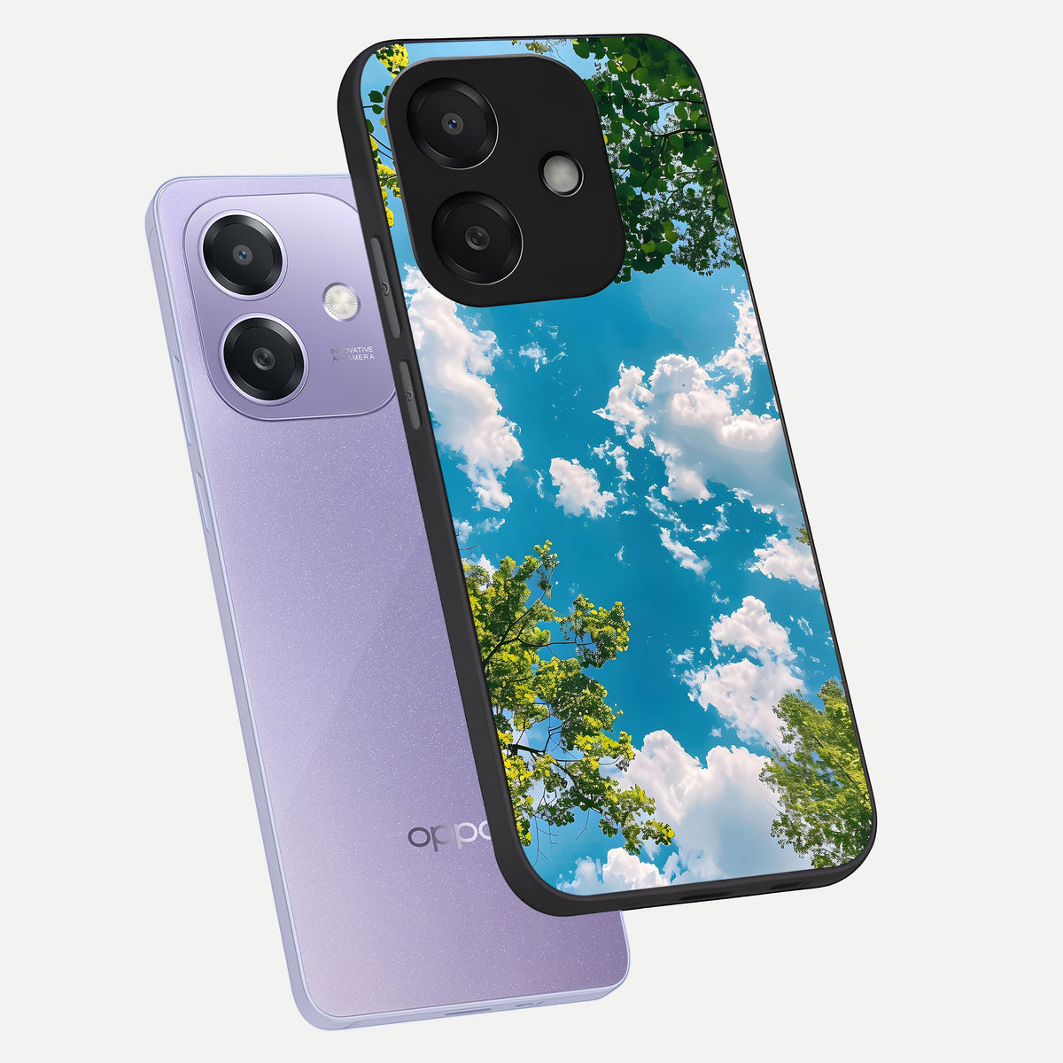  Green Moon Energy phone case For Oppo A3x 5G showing premium glass back cover with detailed artwork