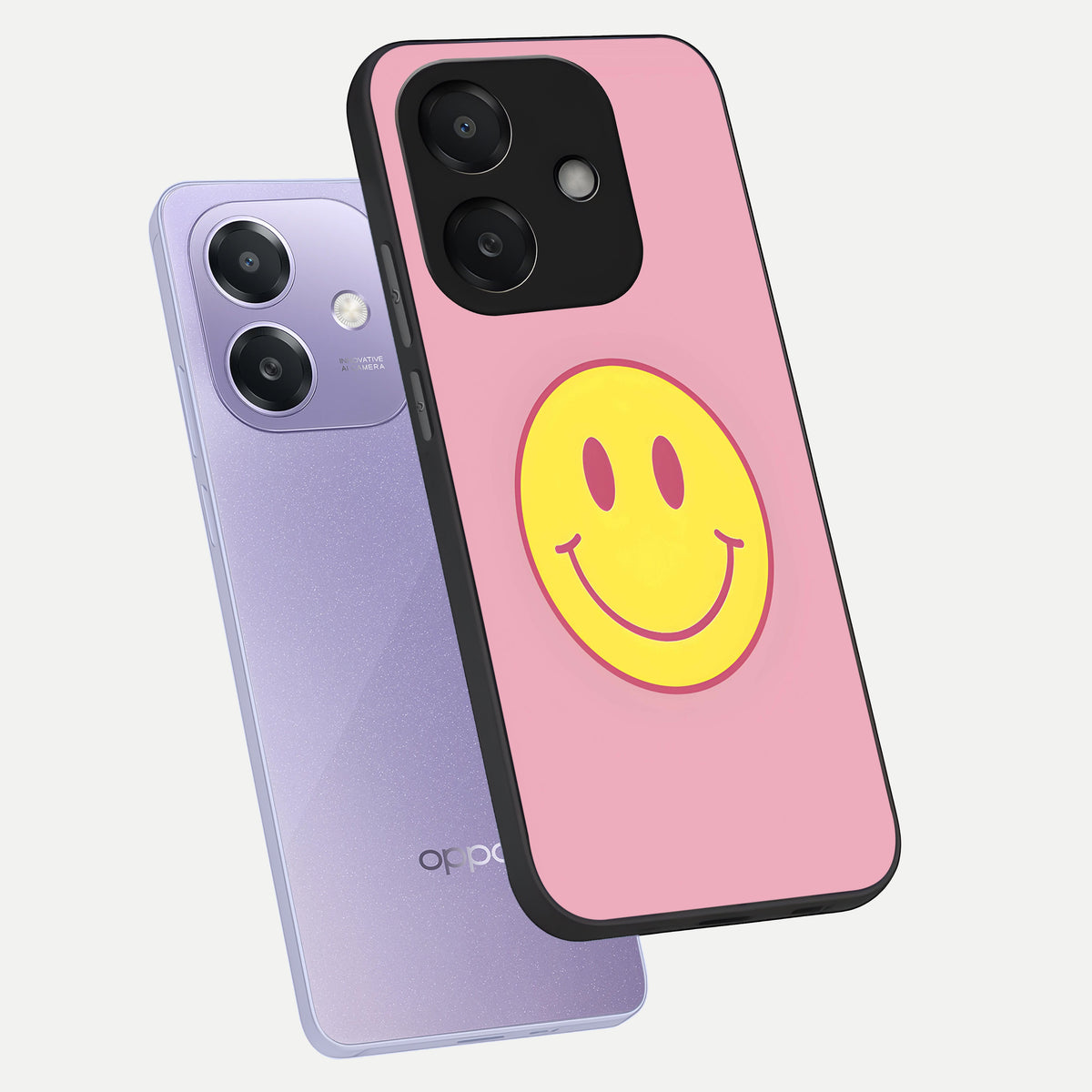  Happy Pink Mood phone case For Oppo A3x 5G showing premium glass back cover with detailed artwork