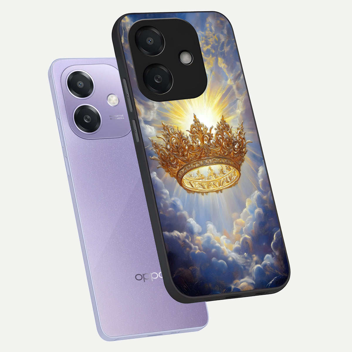  Heavenly Crown Light phone case For Oppo A3x 5G showing premium glass back cover with detailed artwork