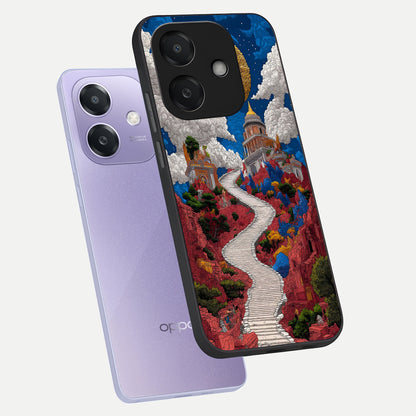 Heavenly Moon Path phone case For Oppo A3x 5G showing premium glass back cover with detailed artwork