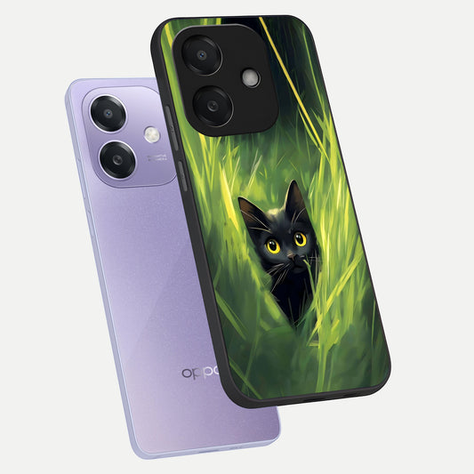  Hidden Cat Whisper phone case For Oppo A3x 5G showing premium glass back cover with detailed artwork