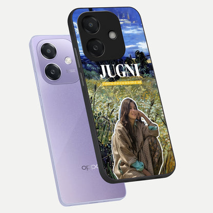  Jugni Soul Vibes phone case For Oppo A3x 5G showing premium glass back cover with detailed artwork