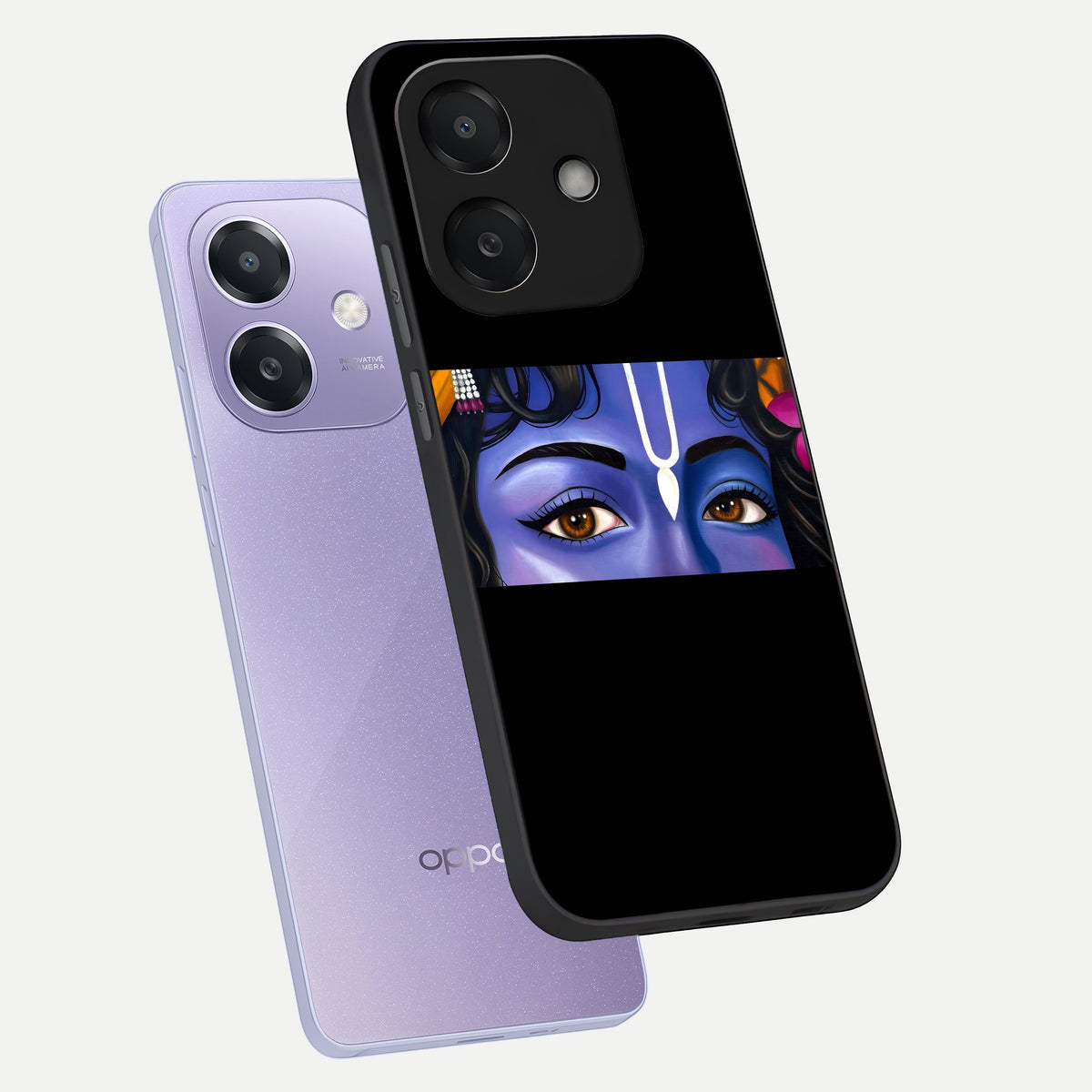 Krishna Eye phone case For Oppo A3x 5G showing premium glass back cover with detailed artwork