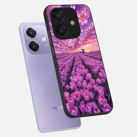  Lavender Dream Skies phone case For Oppo A3x 5G showing premium glass back cover with detailed artwork