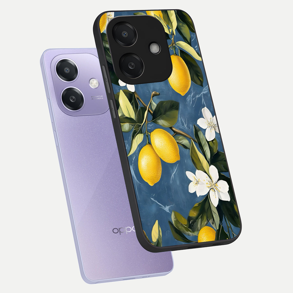  Lemon Dream Garden phone case For Oppo A3x 5G showing premium glass back cover with detailed artwork