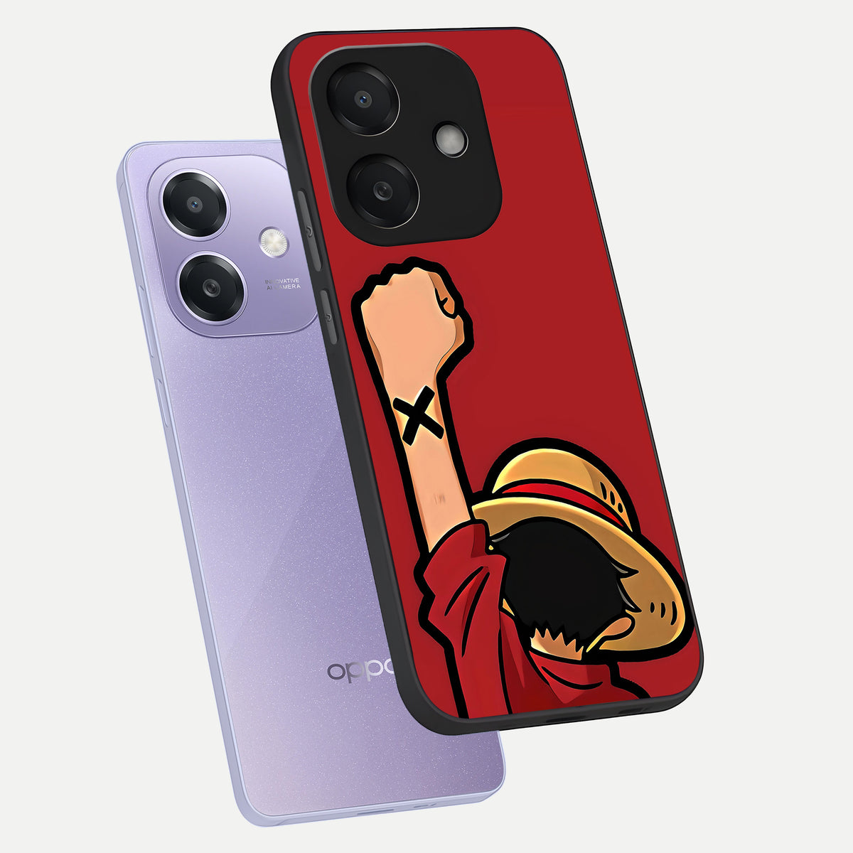  Luffy X Spirit phone case For Oppo A3x 5G showing premium glass back cover with detailed artwork