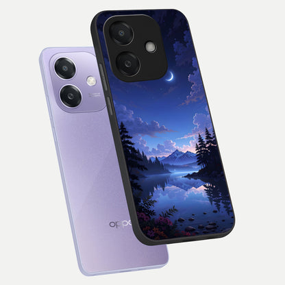  Midnight Lake Peace phone case For Oppo A3x 5G showing premium glass back cover with detailed artwork
