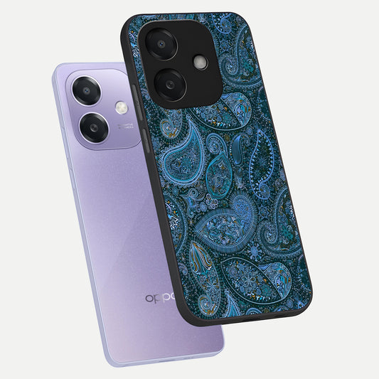  Midnight Paisley Glow phone case For Oppo A3x 5G showing premium glass back cover with detailed artwork