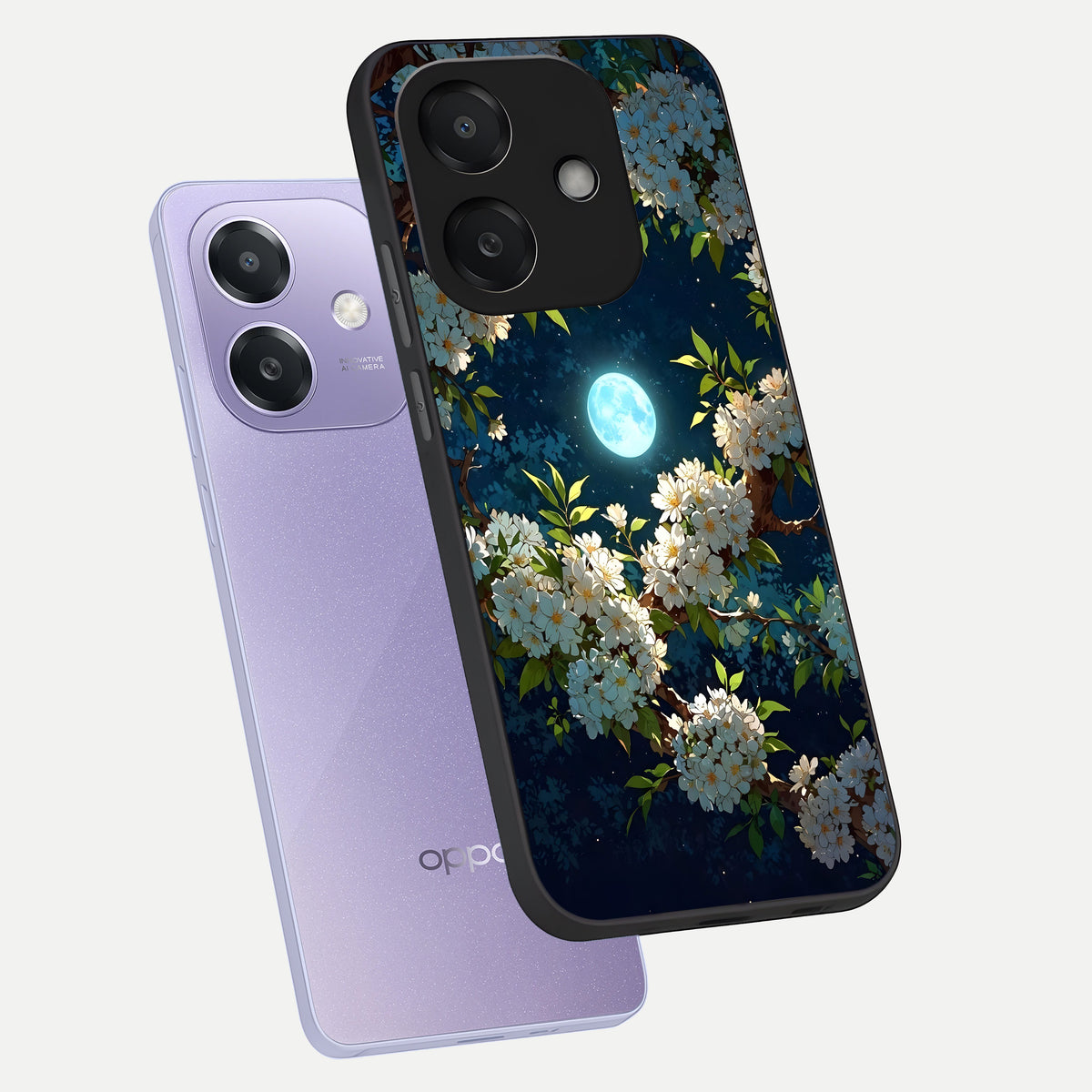  Moonlit Blossom Dream phone case For Oppo A3x 5G showing premium glass back cover with detailed artwork