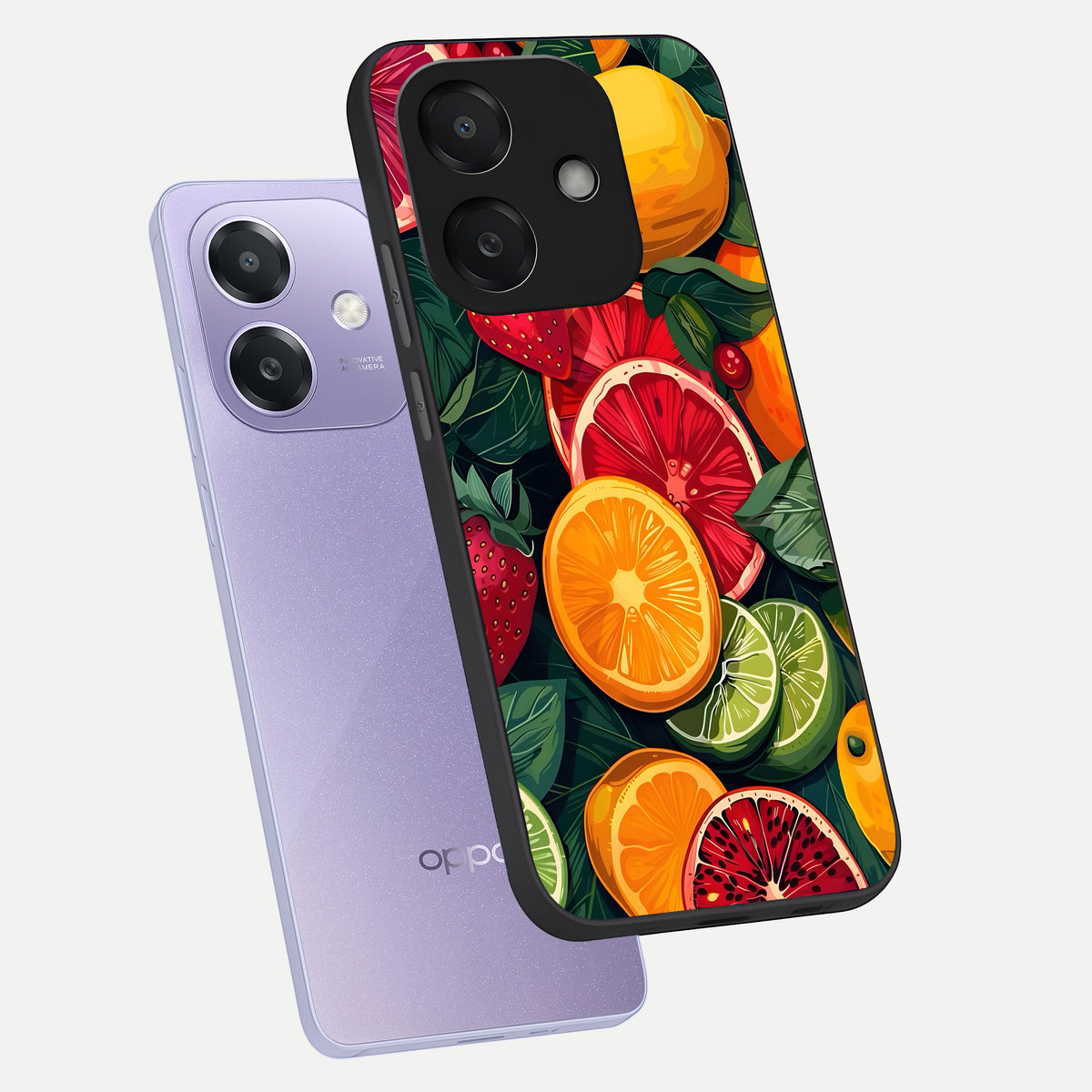  Multiple Fruits phone case For Oppo A3x 5G showing premium glass back cover with detailed artwork
