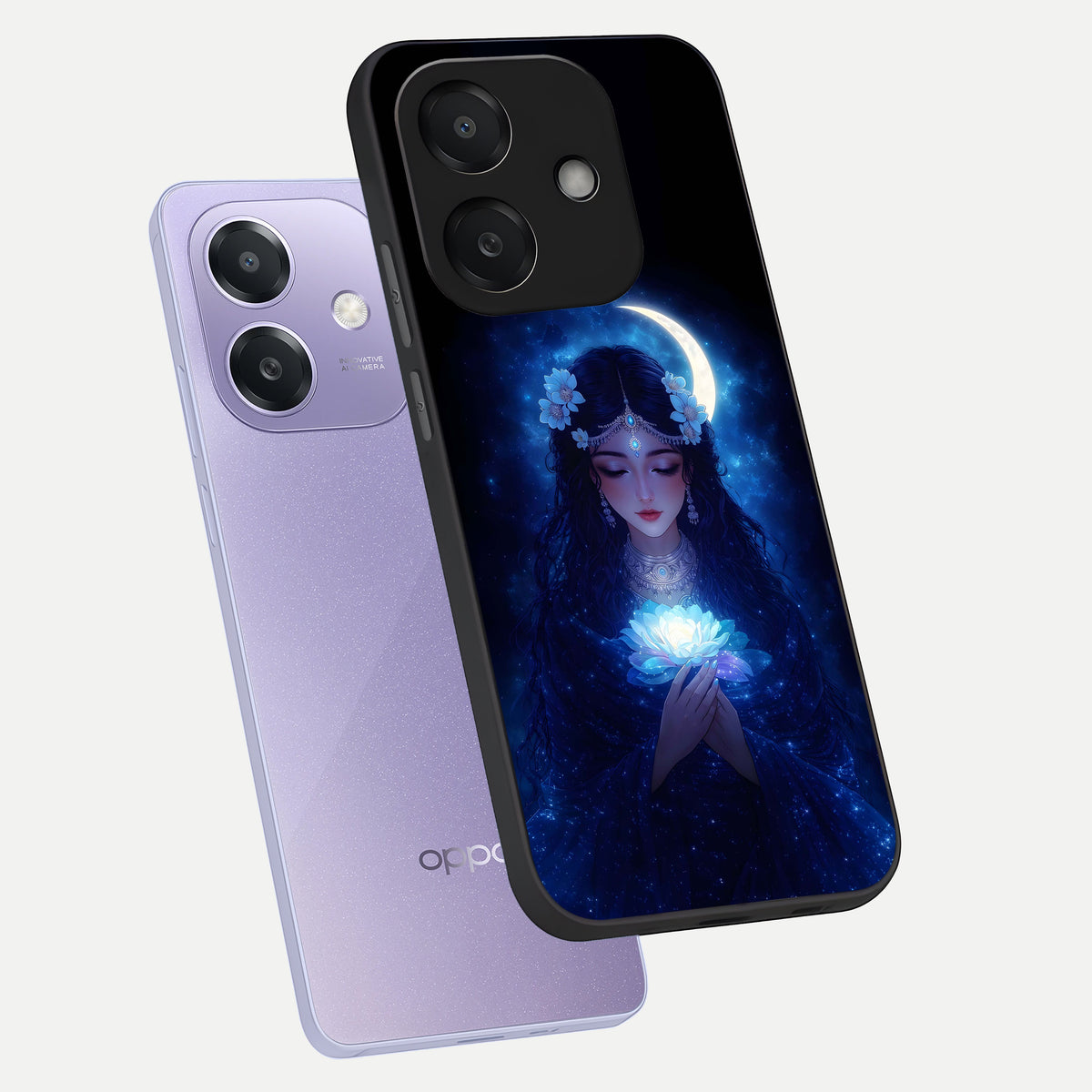  Mystic Moon Queen phone case For Oppo A3x 5G showing premium glass back cover with detailed artwork