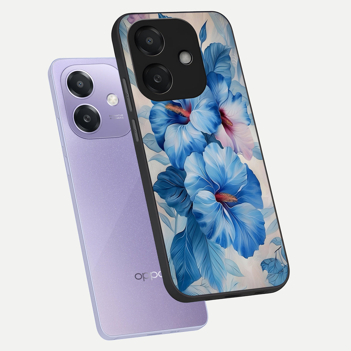  Ocean Hibiscus Grace phone case For Oppo A3x 5G showing premium glass back cover with detailed artwork