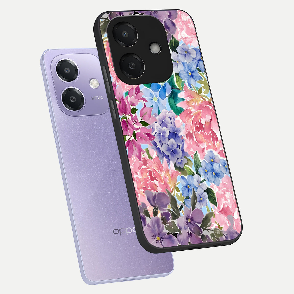  Pastel Floral Mix phone case For Oppo A3x 5G showing premium glass back cover with detailed artwork