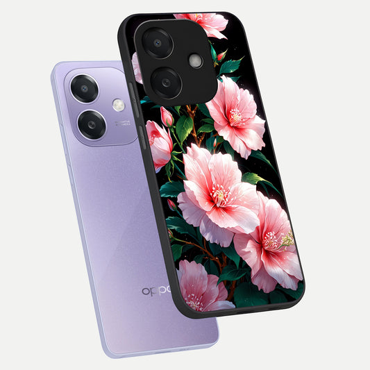  Peach Flower phone case For Oppo A3x 5G showing premium glass back cover with detailed artwork