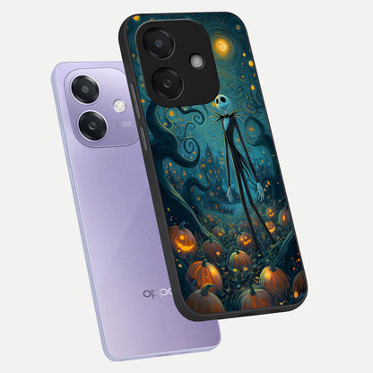  Pumpkin Moonlight Tale phone case For Oppo A3x 5G showing premium glass back cover with detailed artwork