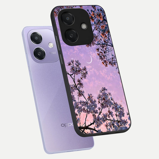 Purple Serenity Moon phone case For Oppo A3x 5G showing premium glass back cover with detailed artwork