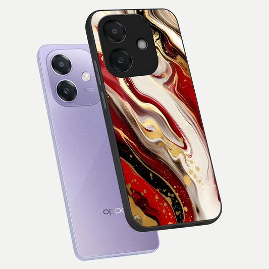  Red And White Marble phone case For Oppo A3x 5G showing premium glass back cover with detailed artwork