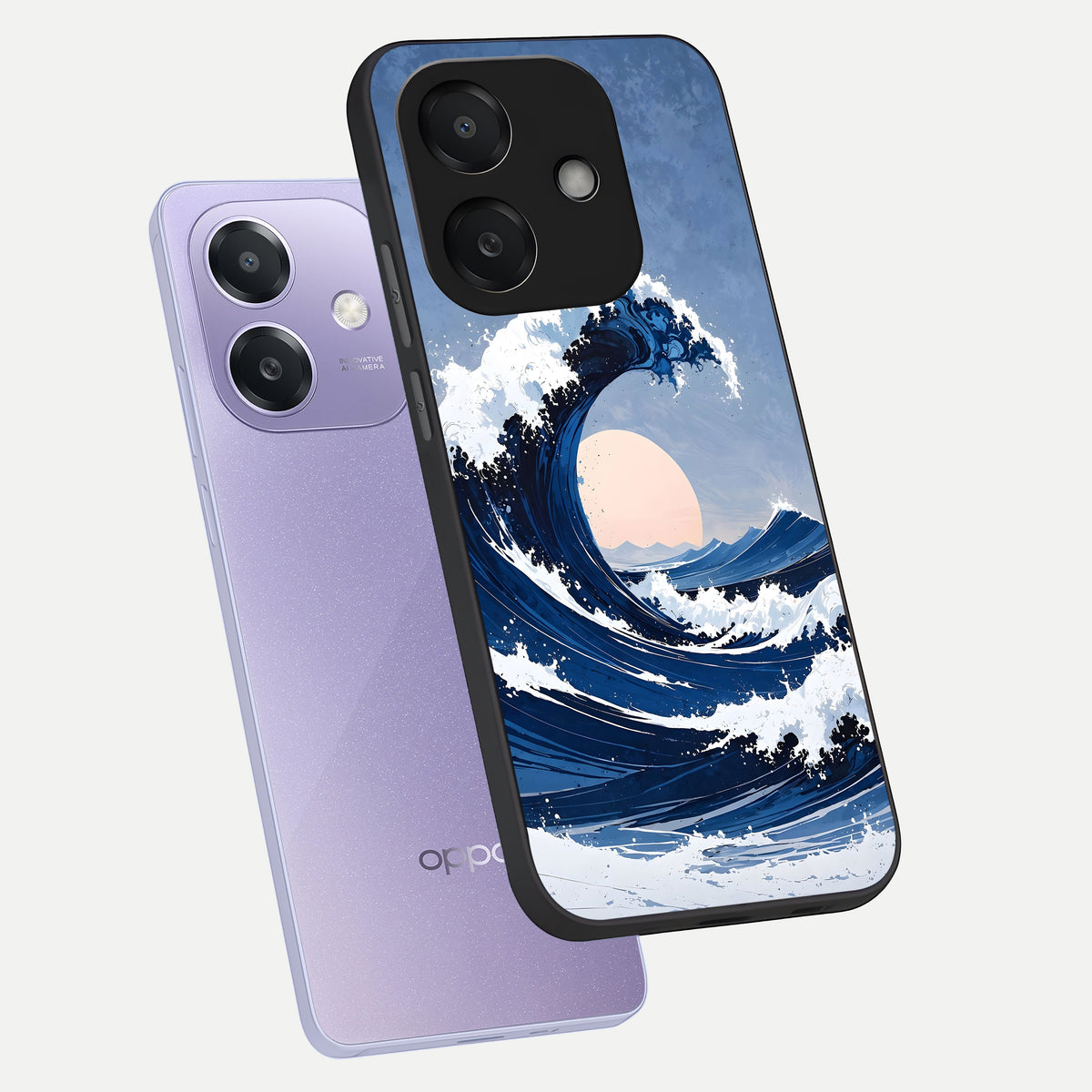  Rising Tide Power phone case For Oppo A3x 5G showing premium glass back cover with detailed artwork