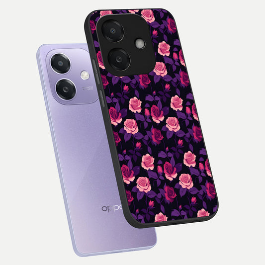  Rose Garden Twilight phone case For Oppo A3x 5G showing premium glass back cover with detailed artwork