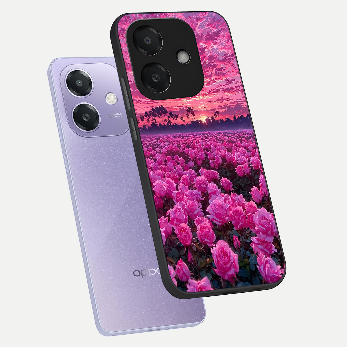  Rose Sunset Valley phone case For Oppo A3x 5G showing premium glass back cover with detailed artwork