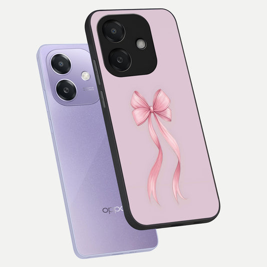  Soft Blush Bow phone case For Oppo A3x 5G showing premium glass back cover with detailed artwork