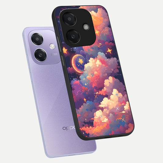  Starlit Dream Clouds phone case For Oppo A3x 5G showing premium glass back cover with detailed artwork