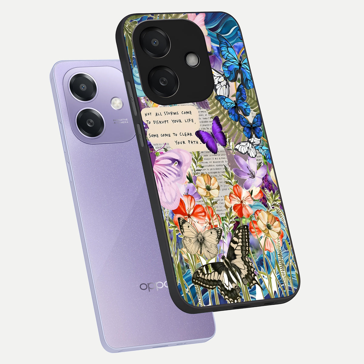 Storm Path Bloom phone case For Oppo A3x 5G showing premium glass back cover with detailed artwork