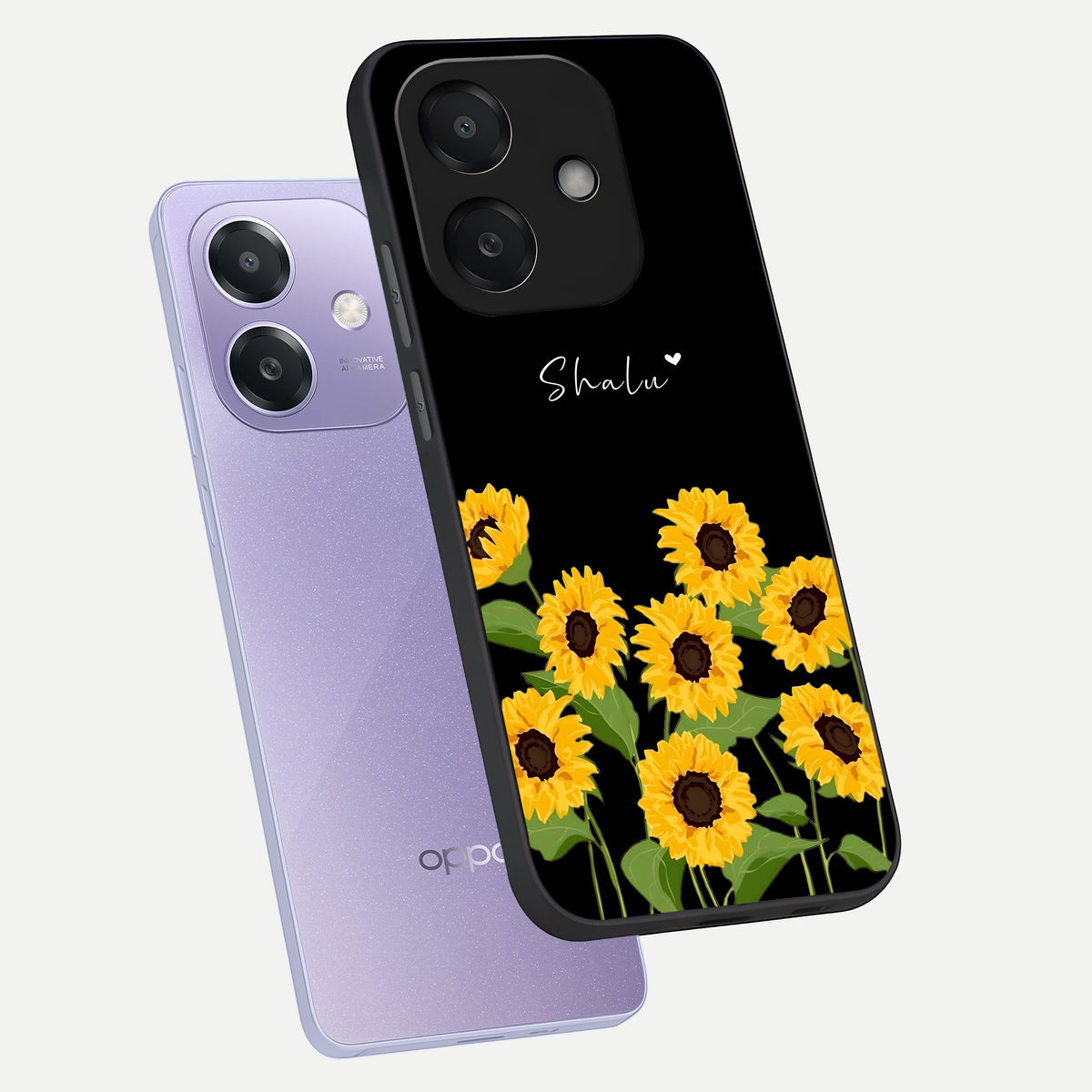  Sunflower Sky Bloom phone case For Oppo A3x 5G showing premium glass back cover with detailed artwork