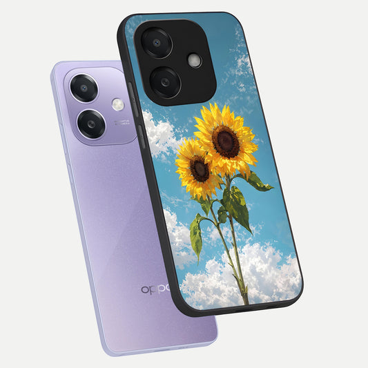  Sunlit Daisy Glow phone case For Oppo A3x 5G showing premium glass back cover with detailed artwork