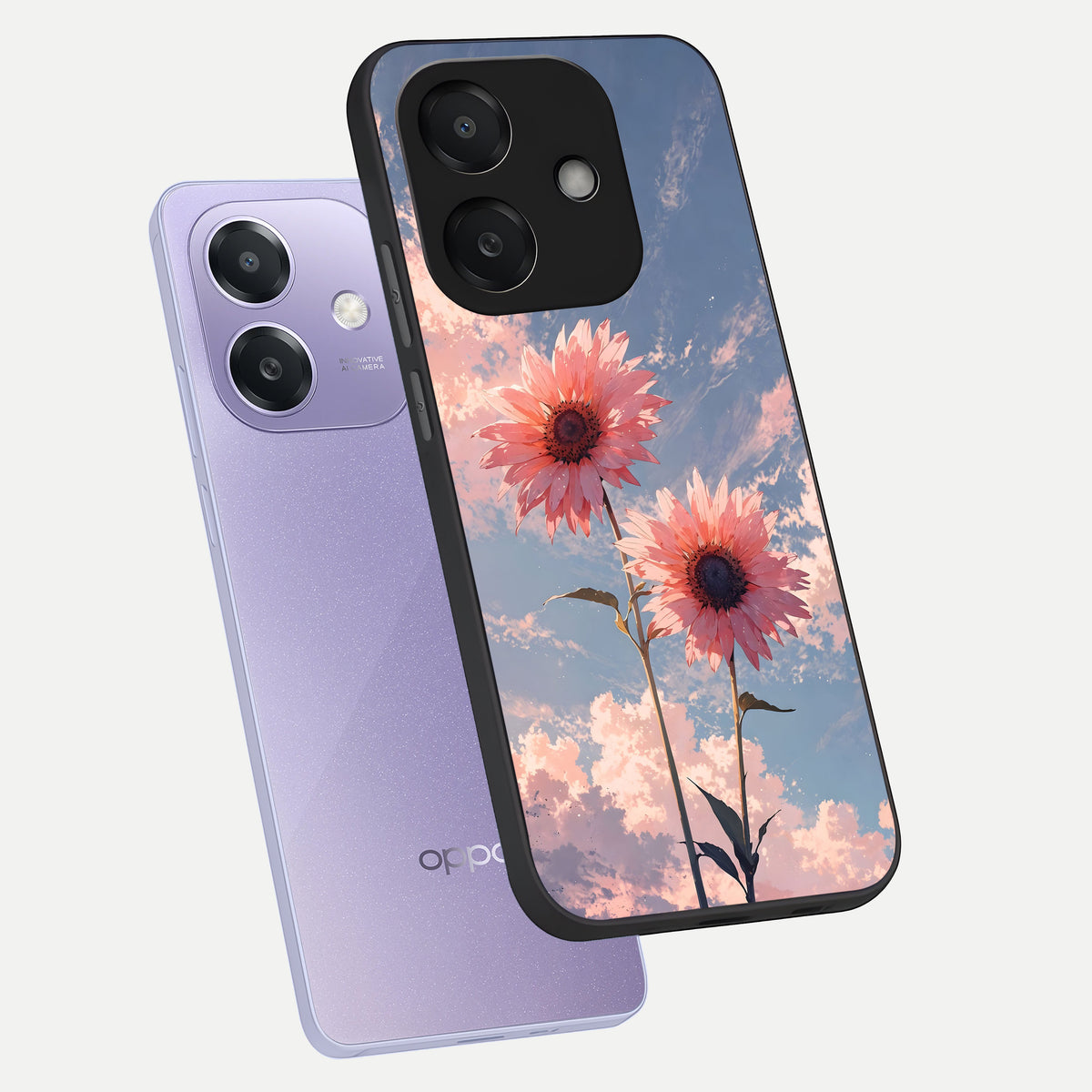  Sun Moon Balance phone case For Oppo A3x 5G showing premium glass back cover with detailed artwork