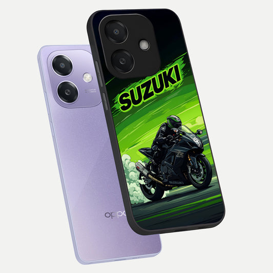  Suzuki Speed Beast phone case For Oppo A3x 5G showing premium glass back cover with detailed artwork