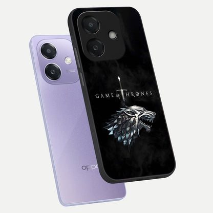  Throne Wolf Legacy phone case For Oppo A3x 5G showing premium glass back cover with detailed artwork