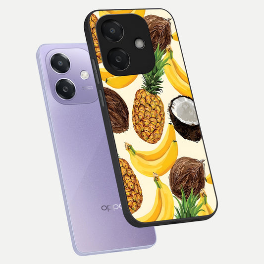  Tropical Fruit Mood phone case For Oppo A3x 5G showing premium glass back cover with detailed artwork