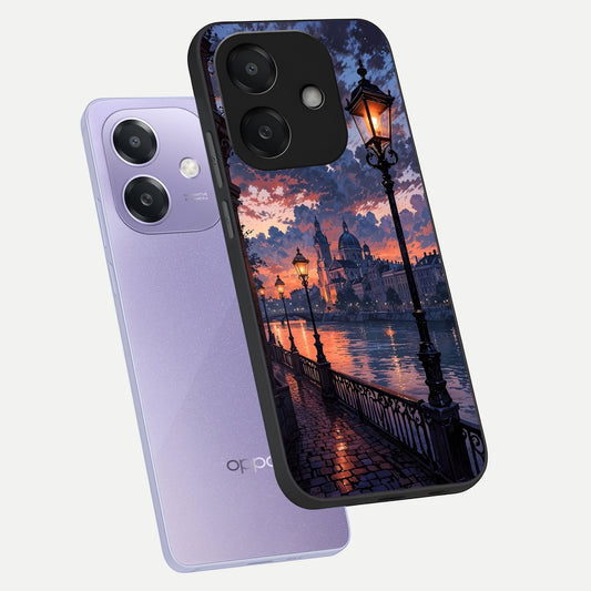  Twilight River Lights phone case For Oppo A3x 5G showing premium glass back cover with detailed artwork