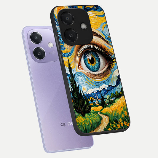  Van Gogh Eye phone case For Oppo A3x 5G showing premium glass back cover with detailed artwork