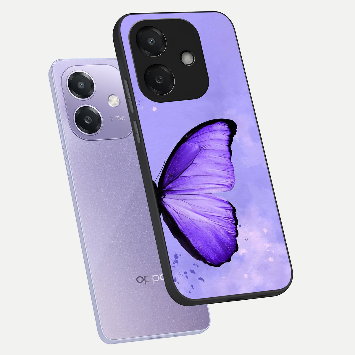 Violet Dream Wing phone case For Oppo A3x 5G showing premium glass back cover with detailed artwork