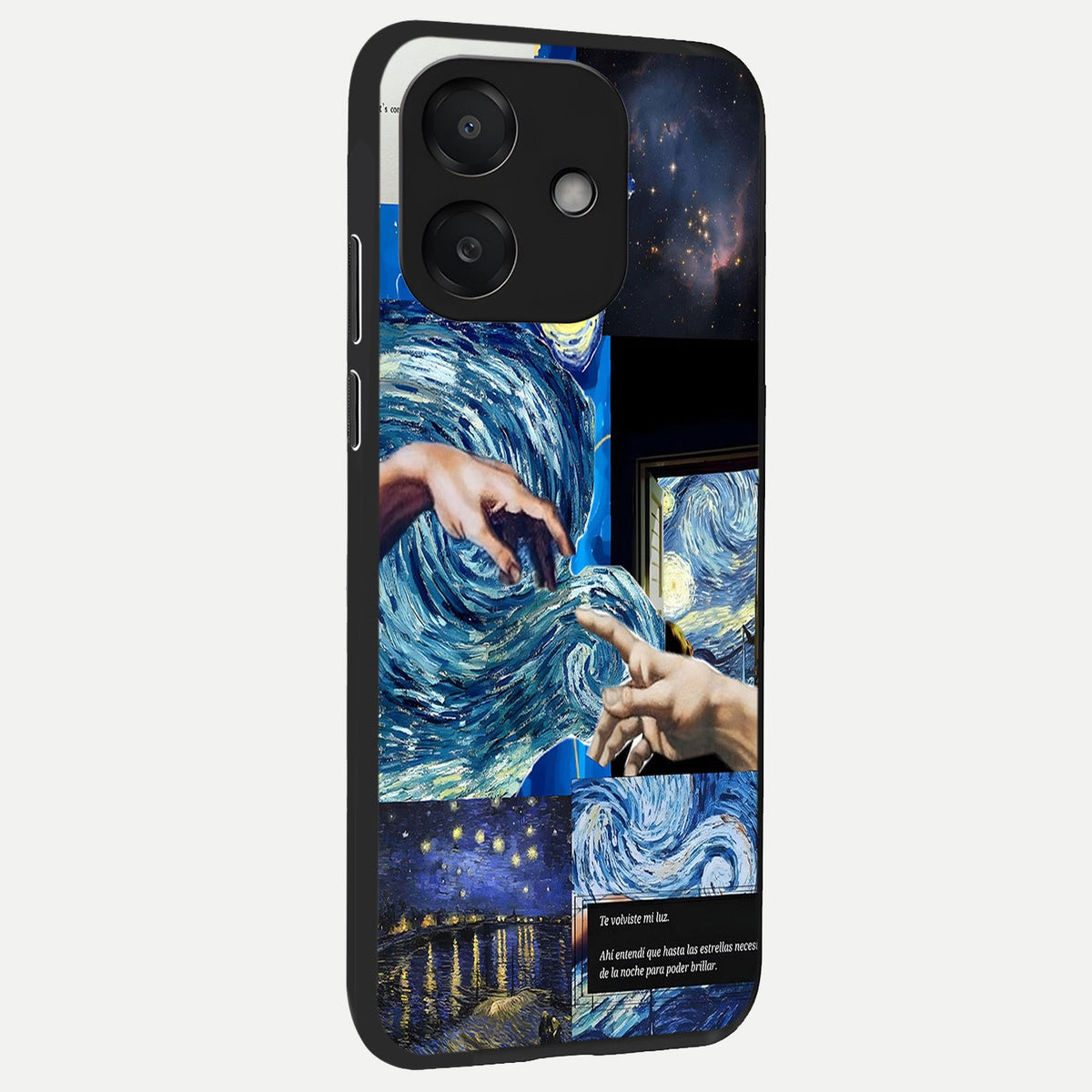  Aesthetic Vando Hands back cover For Oppo A3x 5G slim fit glass case with vibrant aesthetic design