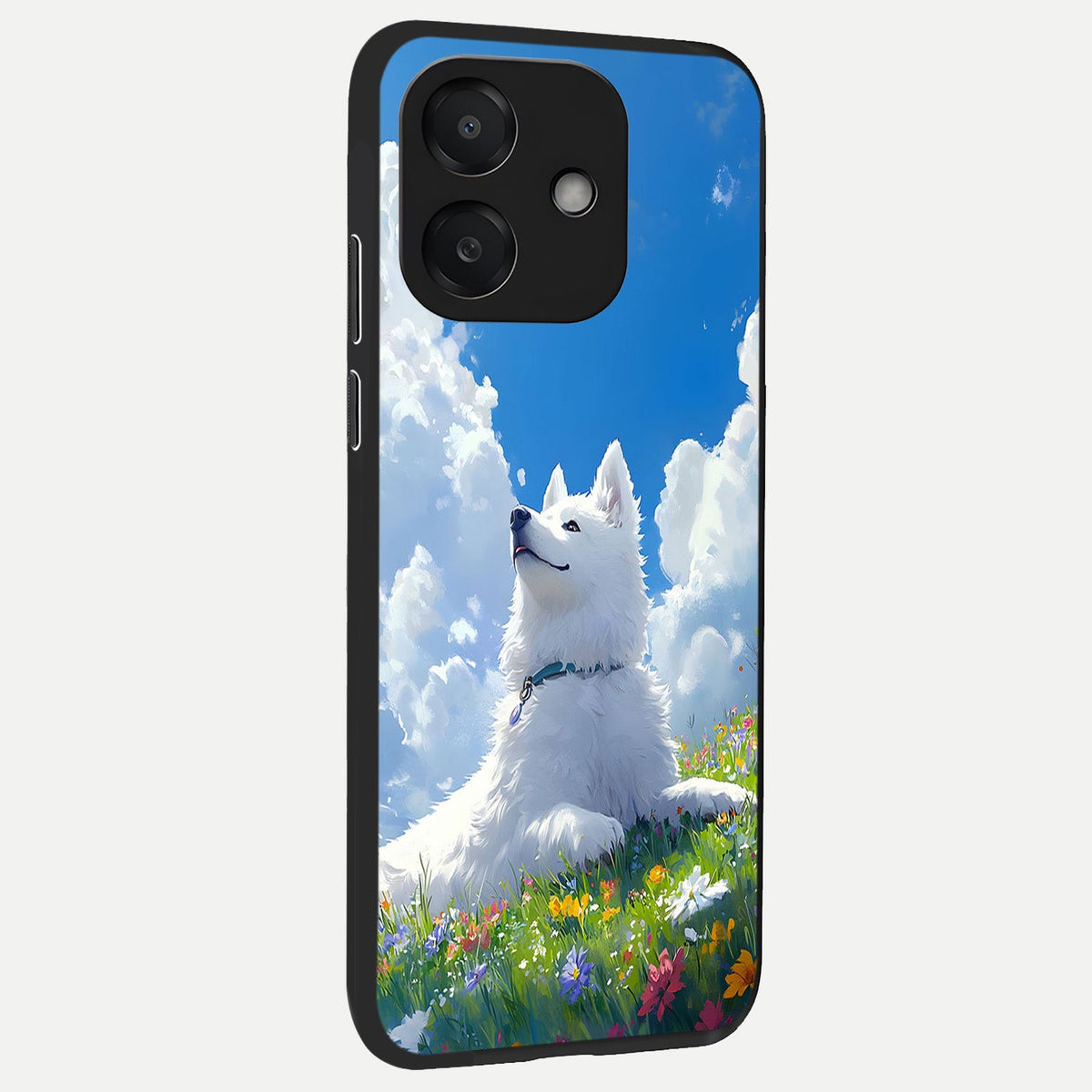  Blissful Cloud Pup back cover For Oppo A3x 5G slim fit glass case with vibrant aesthetic design