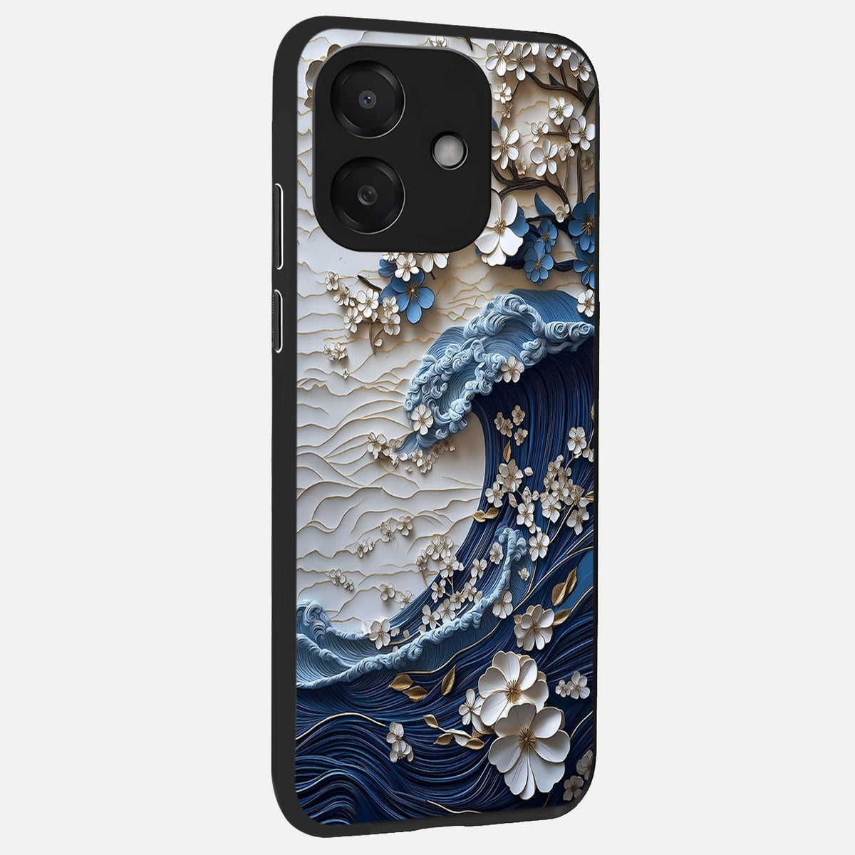  Blossom Wave Art back cover For Oppo A3x 5G slim fit glass case with vibrant aesthetic design