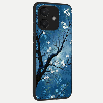  Blue Tree Serenity back cover For Oppo A3x 5G slim fit glass case with vibrant aesthetic design