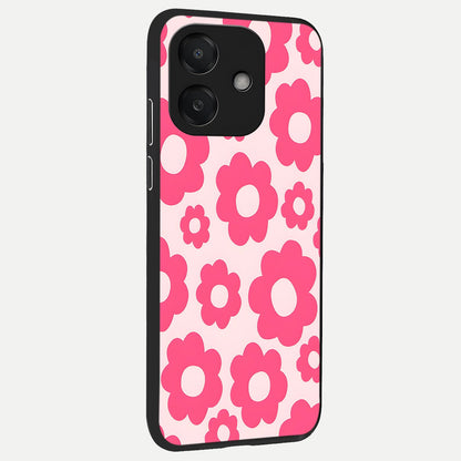  Blush Flower Pop back cover For Oppo A3x 5G slim fit glass case with vibrant aesthetic design