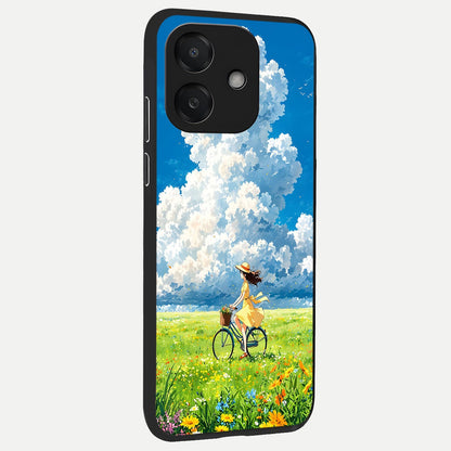  Breezy Meadow Ride back cover For Oppo A3x 5G slim fit glass case with vibrant aesthetic design