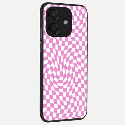  Bubblegum Check Wave back cover For Oppo A3x 5G slim fit glass case with vibrant aesthetic design