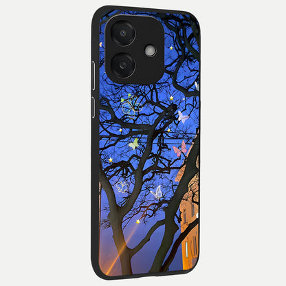  Butterfly Night Magic back cover For Oppo A3x 5G slim fit glass case with vibrant aesthetic design