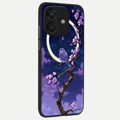  Celestial Bird Blossom back cover For Oppo A3x 5G slim fit glass case with vibrant aesthetic design