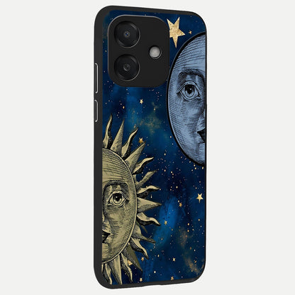  Celestial Moon With Sun back cover For Oppo A3x 5G slim fit glass case with vibrant aesthetic design
