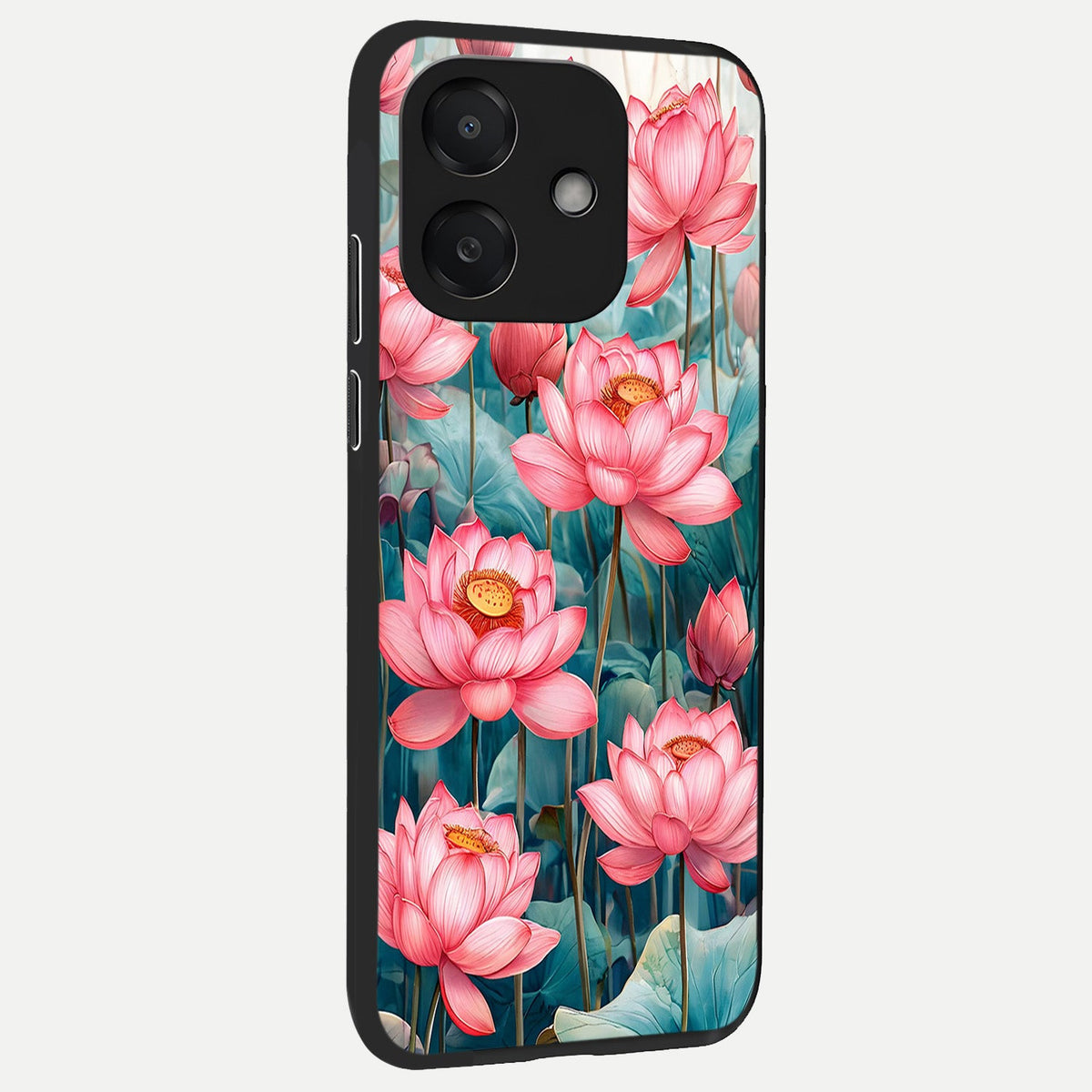  Celestial Pink Lotus back cover For Oppo A3x 5G slim fit glass case with vibrant aesthetic design