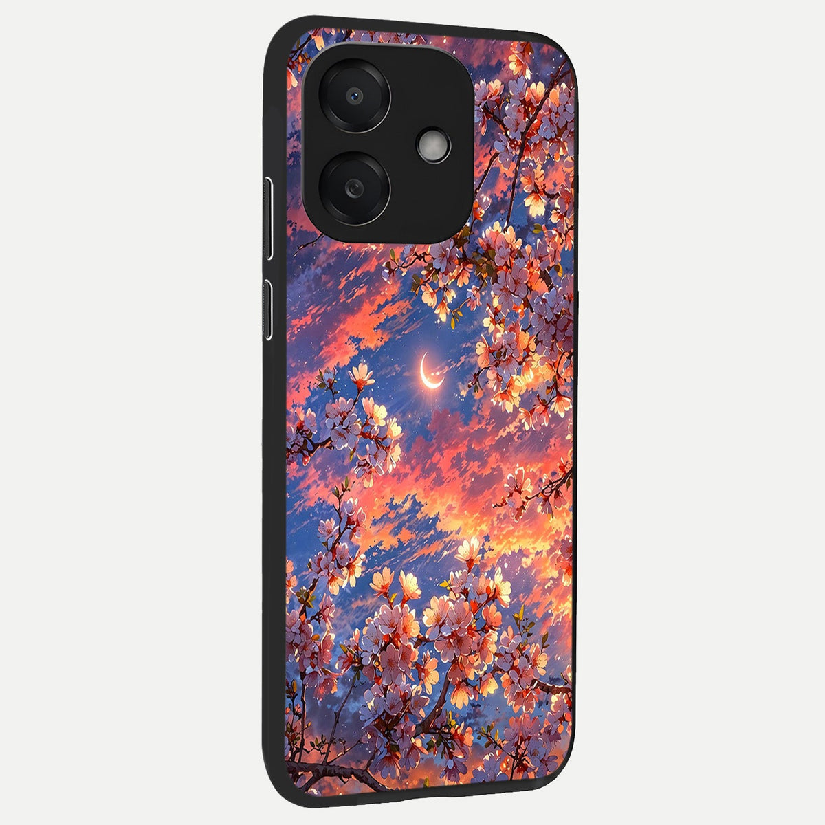  Celestial Sakura Sunset back cover For Oppo A3x 5G slim fit glass case with vibrant aesthetic design
