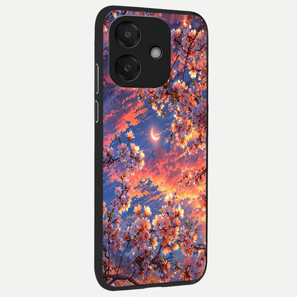  Celestial Sakura Sunset back cover For Oppo A3x 5G slim fit glass case with vibrant aesthetic design